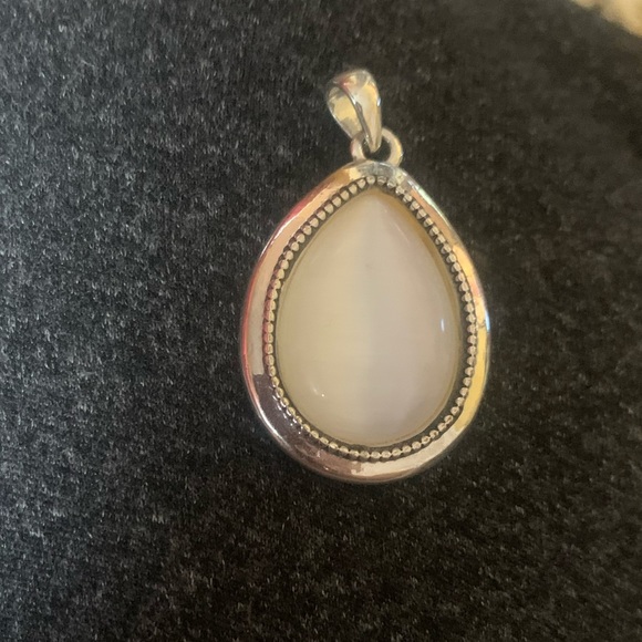 Jewelry - Vintage Teardrop Moonglow Necklace Pendant Only in Silver Tone